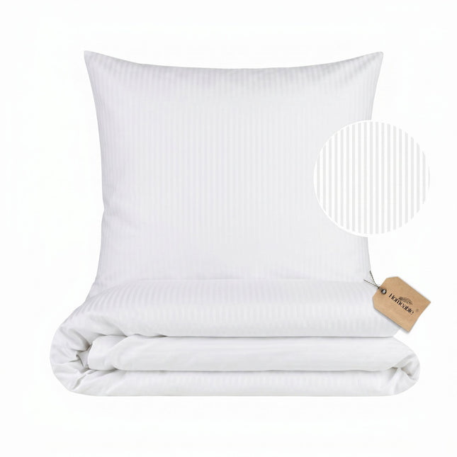 Hotelbettwäsche Set Feinstreifen 3 mm Weiß | 120 g/m²