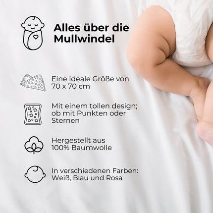 Mullwindeln TB 36 Weiß | 100% Baumwolle | 10er Set