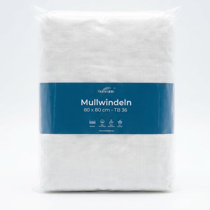 Mullwindeln TB 36 Weiß | 100% Baumwolle | 10er Set